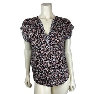 Xirena Short Sleeve Floral Print Top Size XS Trista Vneck Popover Gauze Boho